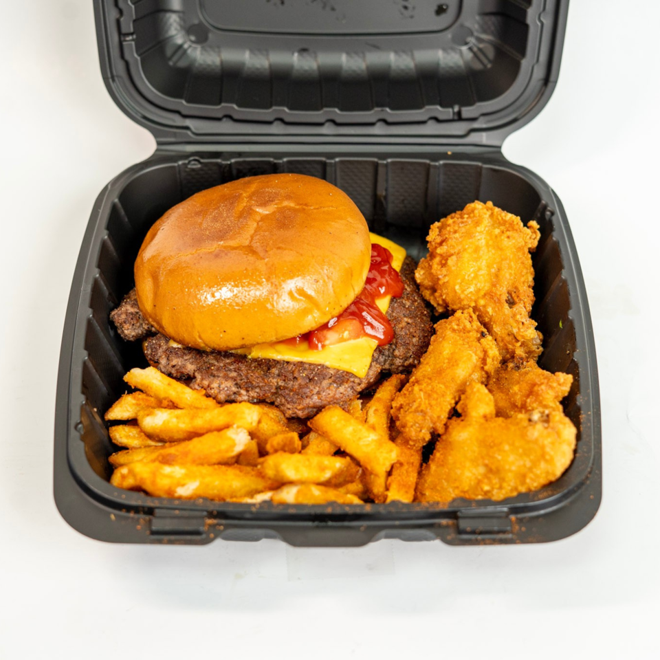 Crave Box with burger, chicken and fries
